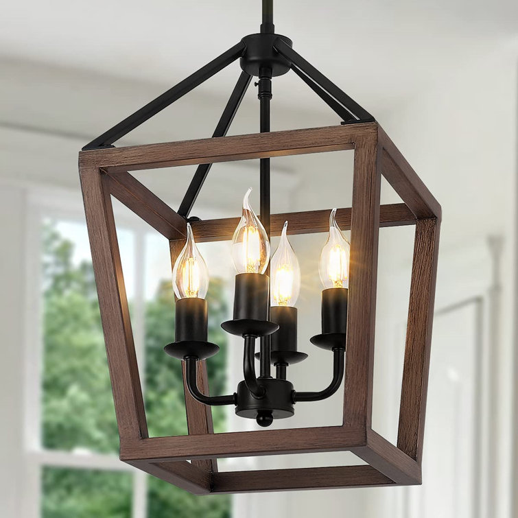 Gracie Oaks Farmhouse Chandelier 4Light Rustic Kitchen Island Light